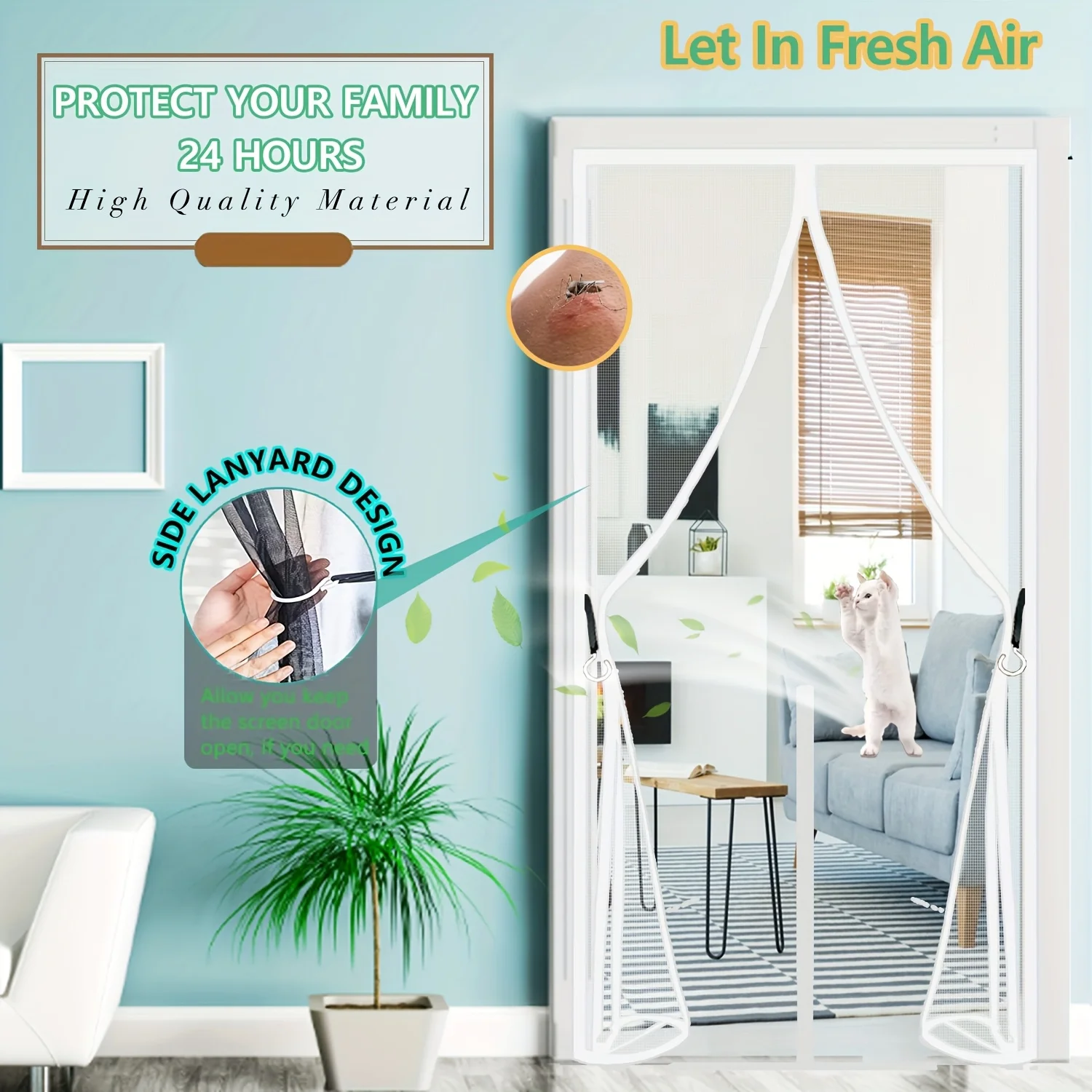 Summer Mosquito Net Door, a Curtain That Can Be Installed Without Drilling, Featuring an Automatic Closing Magnetic Door Curtain