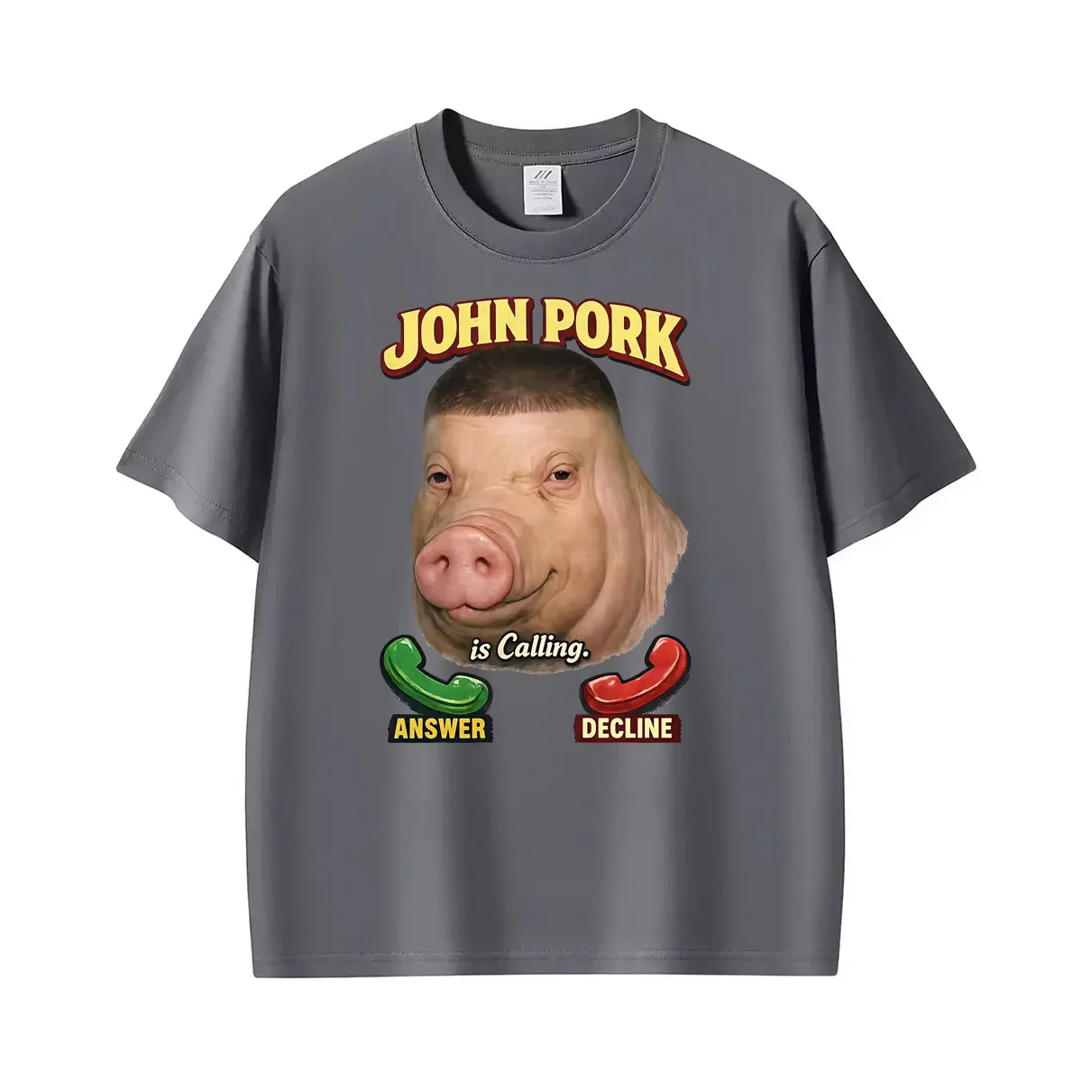 John Pork Is Calling Viral Meme Phone Call Graphic T-shirt Men Women Summer Streetwear T Shirts Oversized Cotton Casual T-shirts