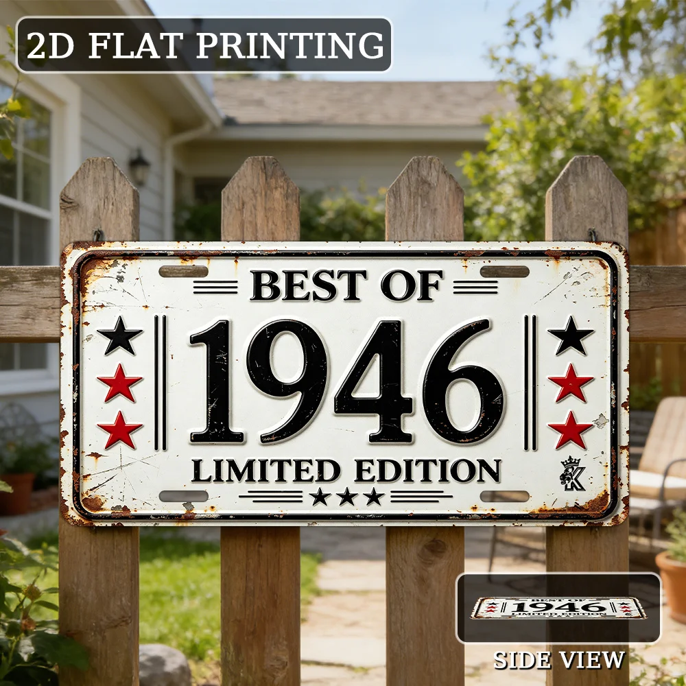 2D Flat, [2D Flat], 2D Flat, 1pc, Vintage Metal Aluminum Sign Decoration(30.48cm * 15.24cm), Best of 1946 Limited Edition, Outdo