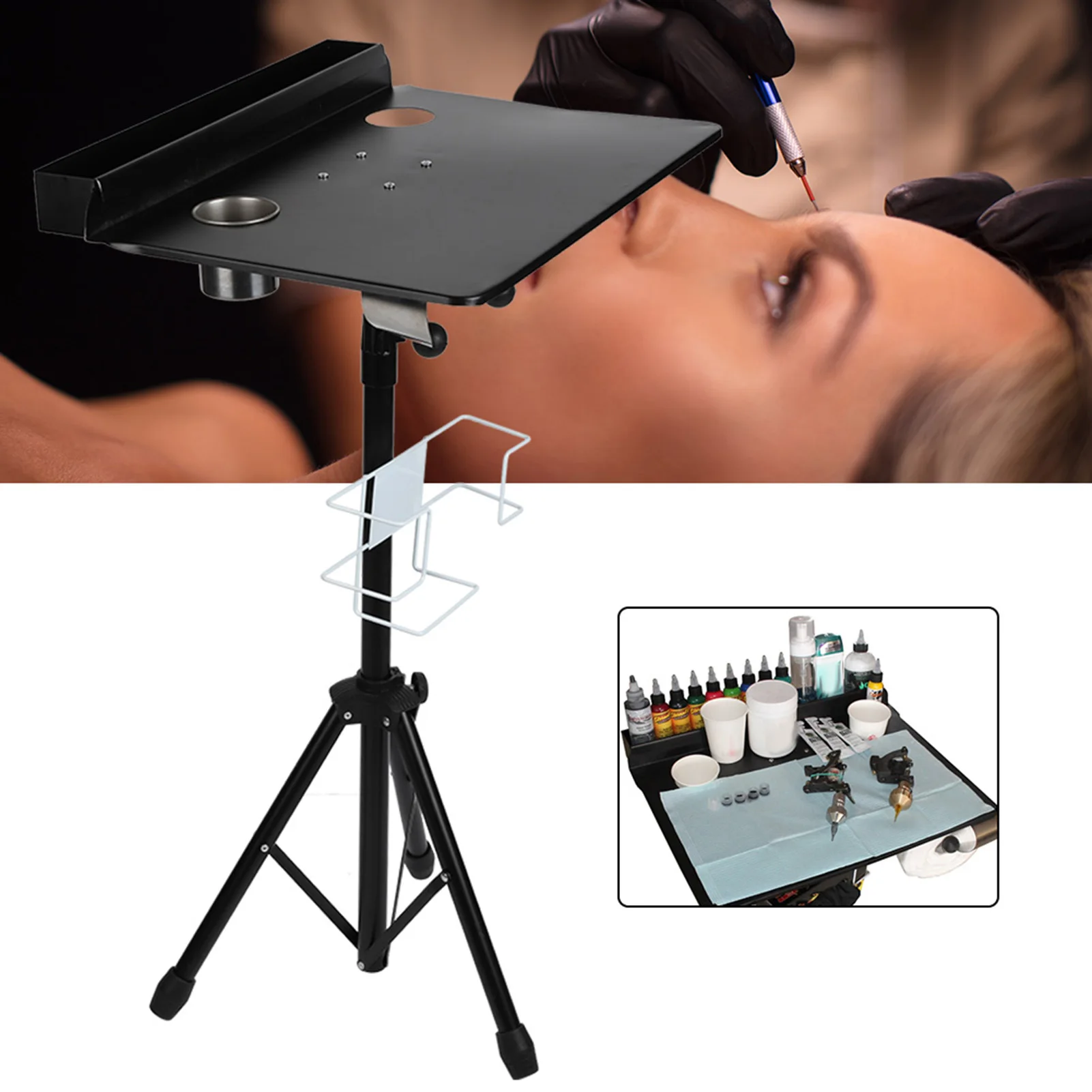 Detachable Tattoo Mobile Work Station Stand Portable Adjustable Tattoo Desk Table