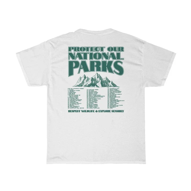 Women Vintage National Parks Back Print T-Shirts Retro Aesthetic Outdoor Camping T Shirt Unisex Environmental Tee Shirt Tops