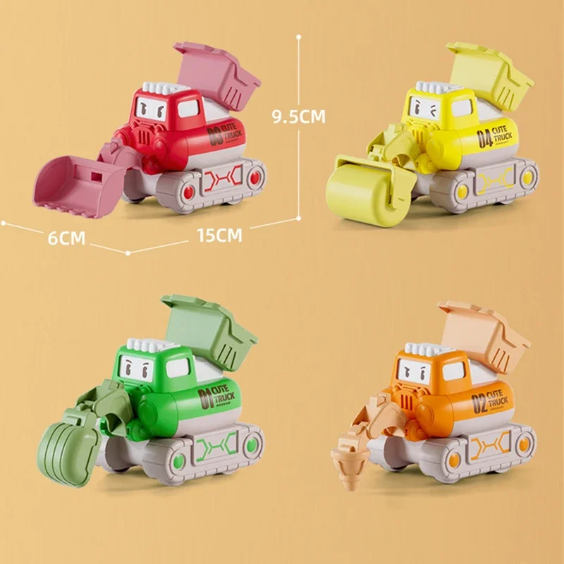 Criança dos desenhos animados carro de brinquedo mini imprensa ir veículos inércia puxar para trás carros crianças educação rastejando para crianças meninos