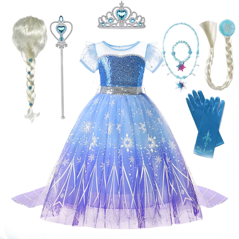 Girls Dresses Princess Costumes Children's Sequin Fantasy Children's Cosplay Queen Clothes Halloween Carnival Party Dresses