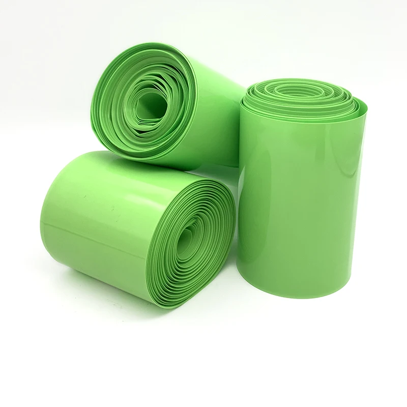 width 30mm~300mm green PVC heat shrink tube 18650 heat shrink film lithium battery pack packaging film insulation shrink tubing