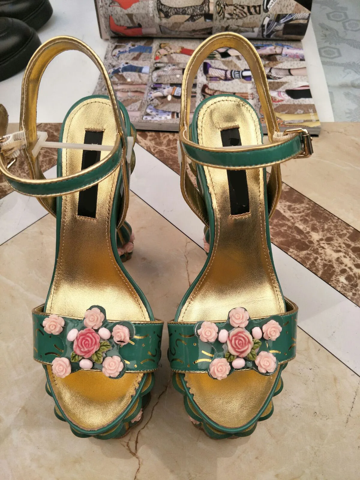 Hand-painted Cake Special-shaped Heel Custom Wedding Shoes High-heel Flower Pot Bottom Platform Sandals Brand Design