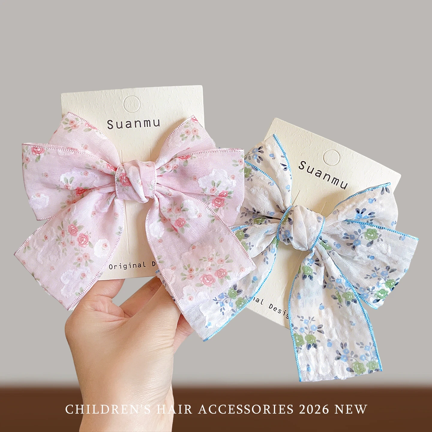 2026 Neue Coquette Süße Blumen-Chiffon Große Strukturierte Haarspange mit Schleife, Haarschonende Haarklammer für Babys, Kleinkinder und Kinder, Geschenk – Detail 5