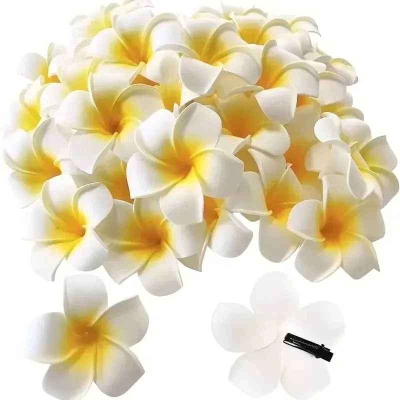 6pcs Plumeria Flower Hair Clips for Women Hairpins Girls Side Bangs Clips Flower Barrette Hawaiian Party Bag Hat Accessories image 4
