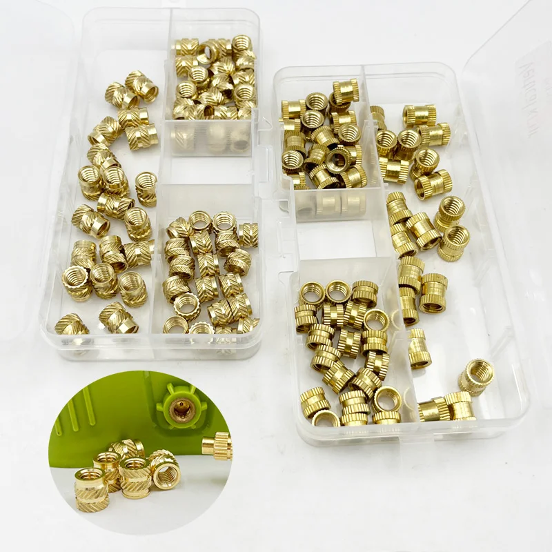 1/4 Heat Set Insert Inch Size Brass Hot Melt Insert Knurled Nut Thread Double Twill Injection Embedment Copper Nut of 3D Printer