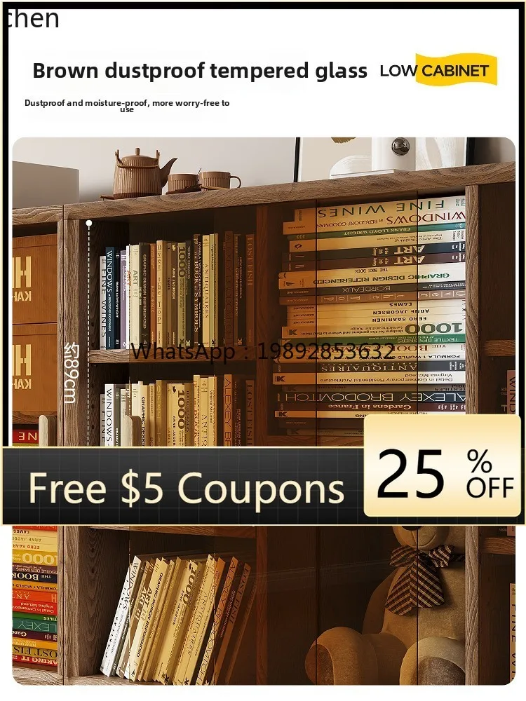 

low bookcase with glass door household living room bookshelf antique combination display cabinet