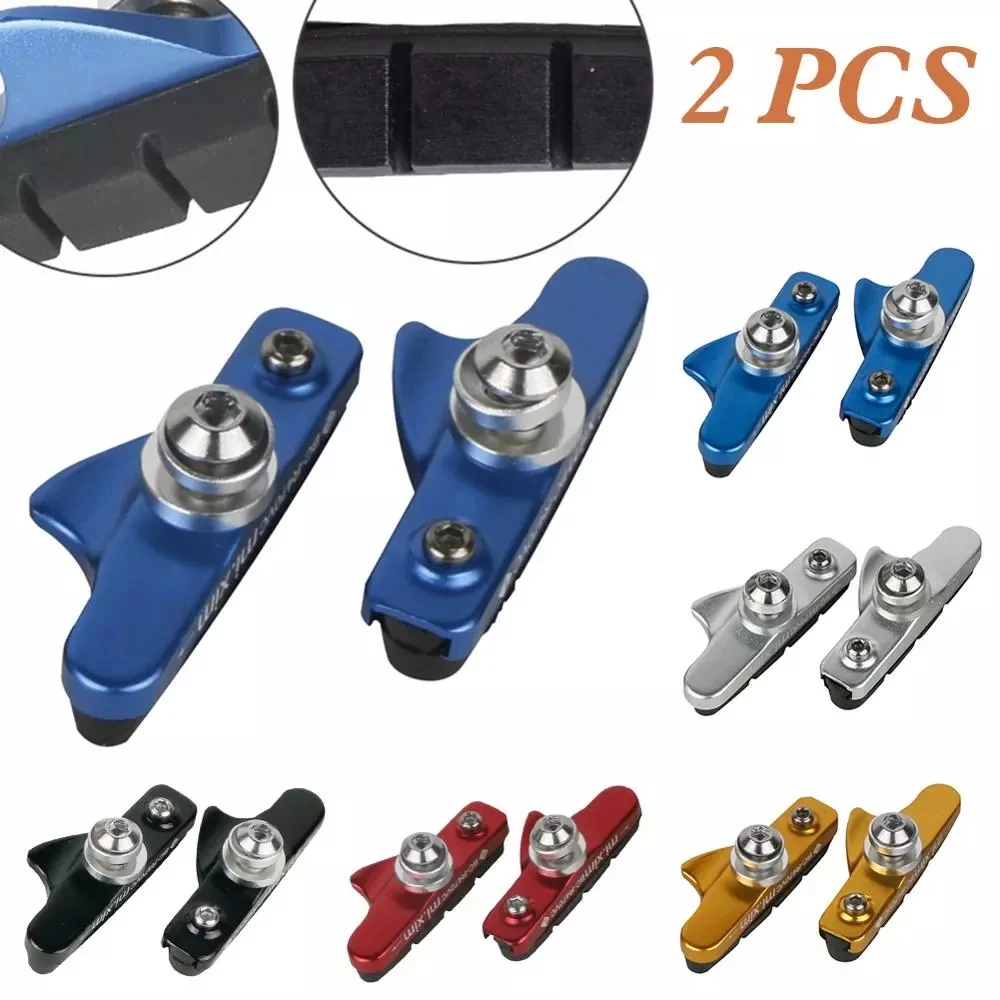 1pair Bike Brake Pads V-brake Pads with Mud Trough Silent Bicycle Brake Pads Road Bike Brake Pads Rubber Sheet Bike Accessories