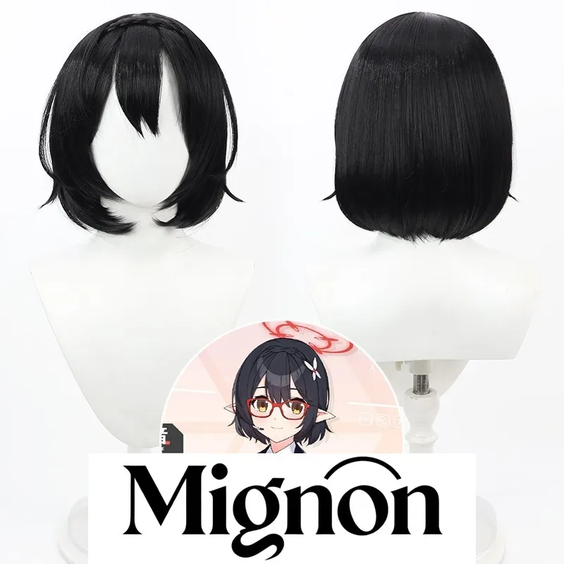 

Синий архив Okusora Ayane, парик для косплея, съемные косы, черный боб, подарок на Хэллоуин