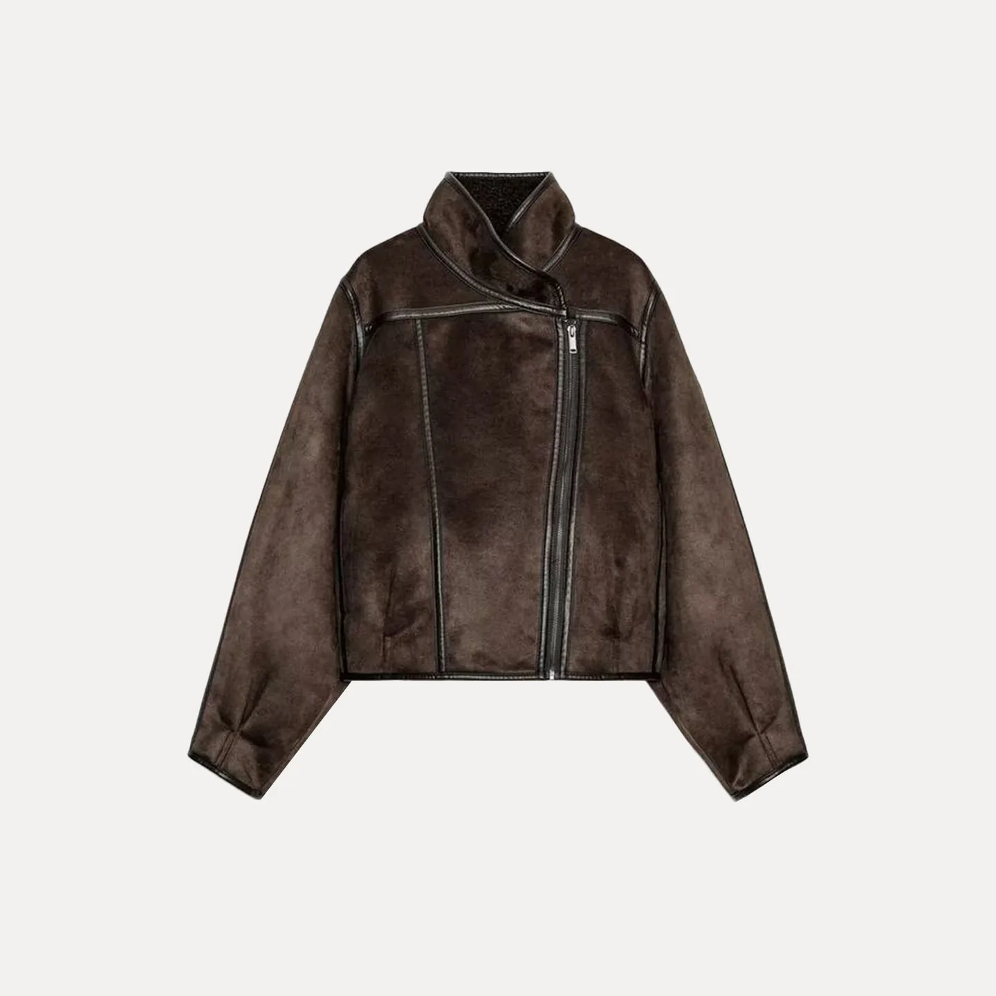 Doppelseitige Damen-Jacke für den Herbst 2025 – Personalisierte Serie, Stehkragen, Kurzmantel mit langen Ärmeln und Reißverschluss