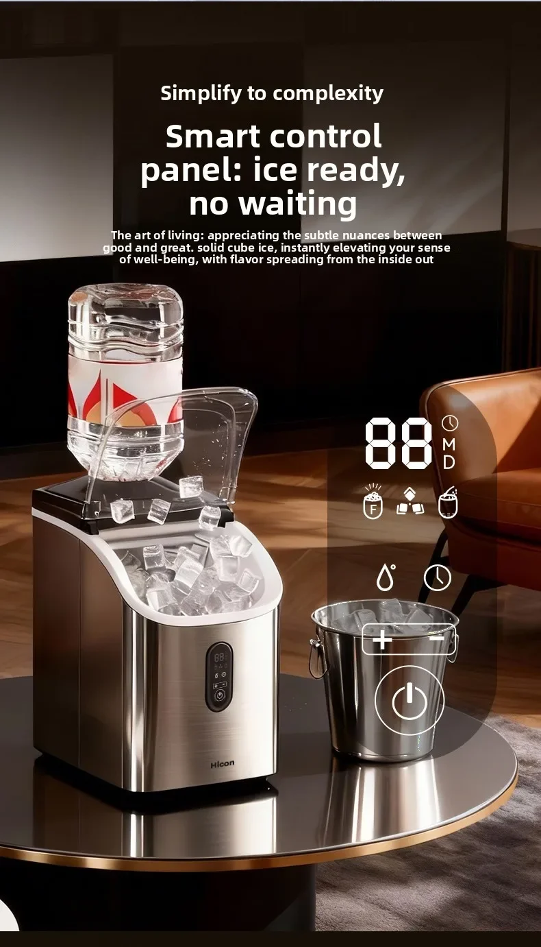 Hicon 220V Automatic Ice Maker Portable Compact Bullet Ice Machine for Home Office Commercial Use LYH