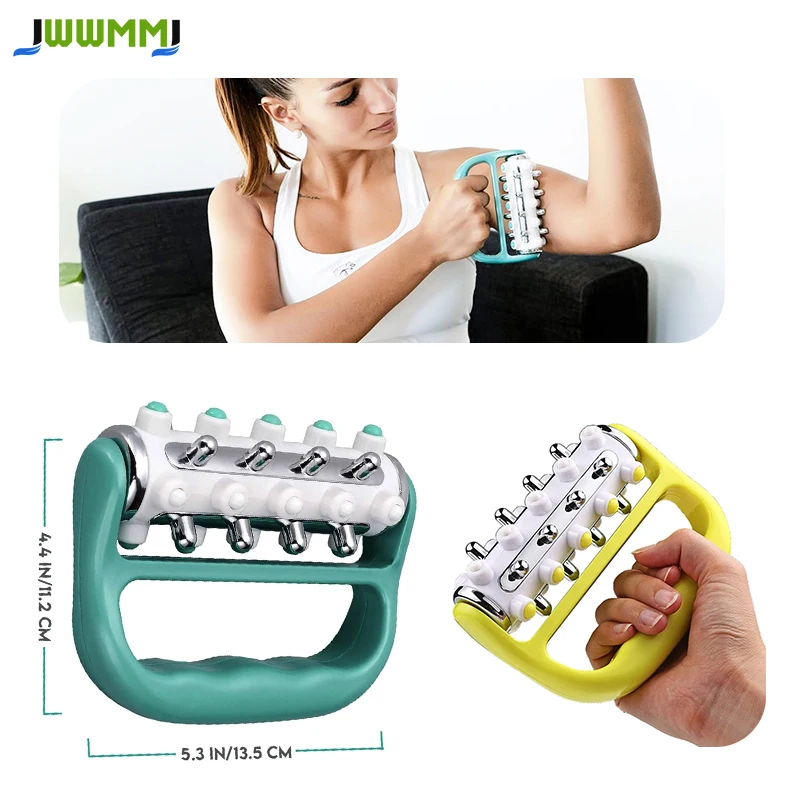 

1pcs Iron Pillar Hand-held Roller Massager,Mini Five Row Plastic,Meridian Relaxation Neck Manual Massage Tool