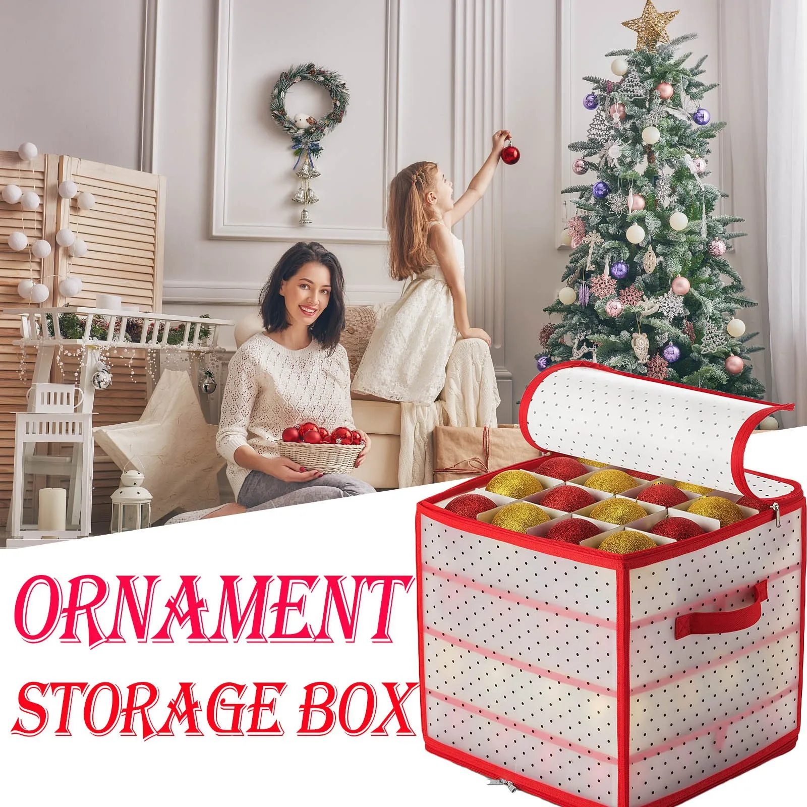 64Gride Baubles Storage Box For Christmas Ball Storage Organizer Box Xmas Tree Ball Decoration Storage Divider