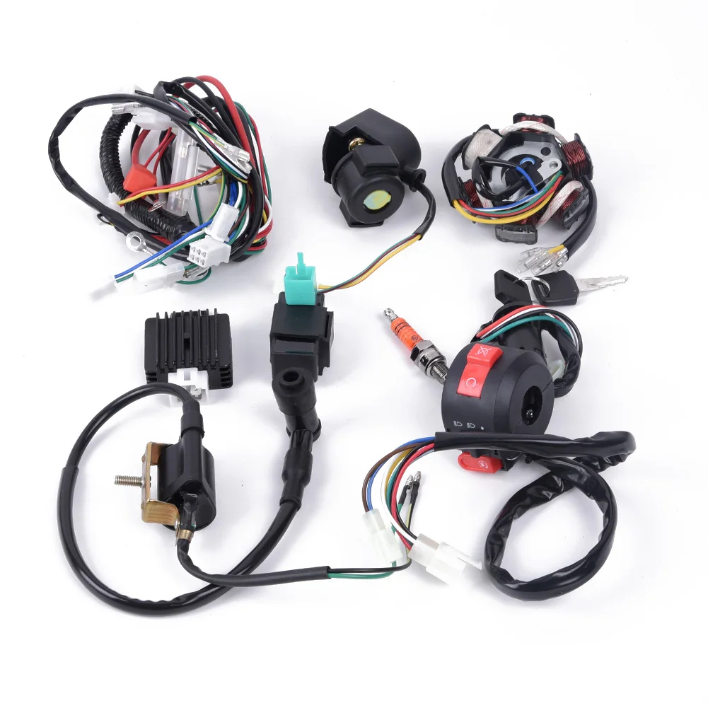 50CC-125CC Mini ATV Complete Wiring Harness CDI Stator Ignition Set For Four Strokes Chinese Electric Start Quads