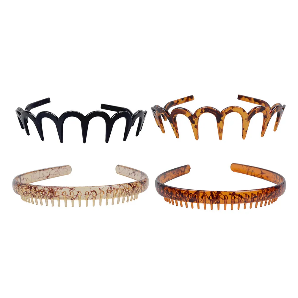 

Набор из 4 премиальных жестких пластиковых ободков для волос унисекс, нескользящие повязки для мужчин и женщин, удобные для укладки волос и фиксации длинных прядей