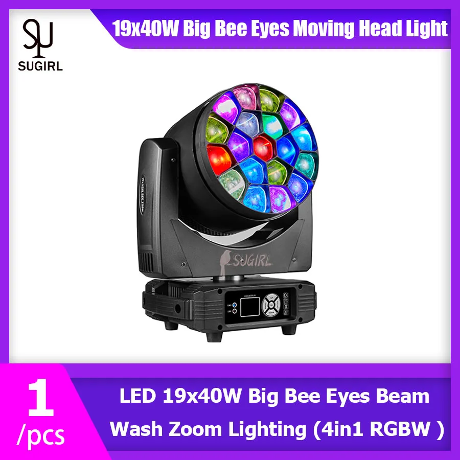 0 Tax 1Pcs LED Big Bees Eyes 19x40W Moving Head Led Laser Light For DJ Club Bar KTV Dance Stage Atmosphere Beam Disco Light