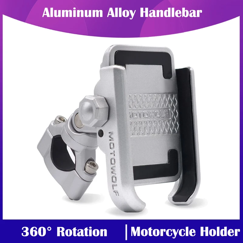 360 Degree Universal Bike Aluminum Alloy Motorcycle Motorbike Handlebar Phone Holder Stand Mount For iPhone Xiaomi Samsung 4-6.4