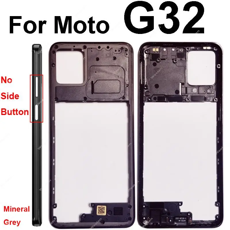 Middle Housing Frame Cover For Motorola MOTO G32 Middle Frame Bezel Without Side Button No Lens Frame Replacement Repair Parts