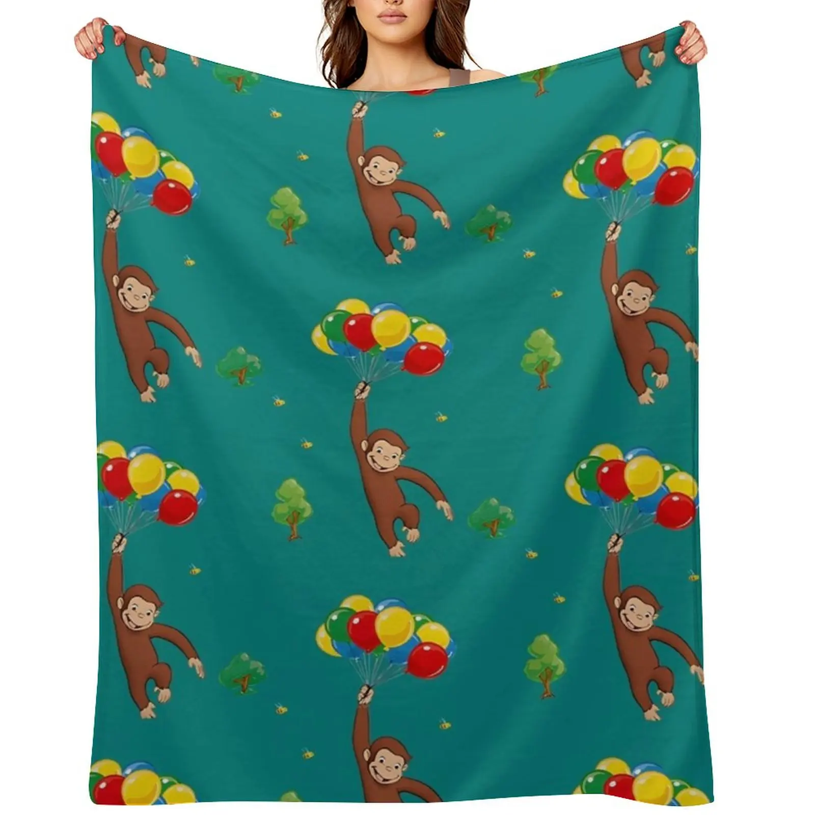 

Balloon - curious george Throw Blanket Comforter Bed Fashionable Decorative Throw Hair Blankets