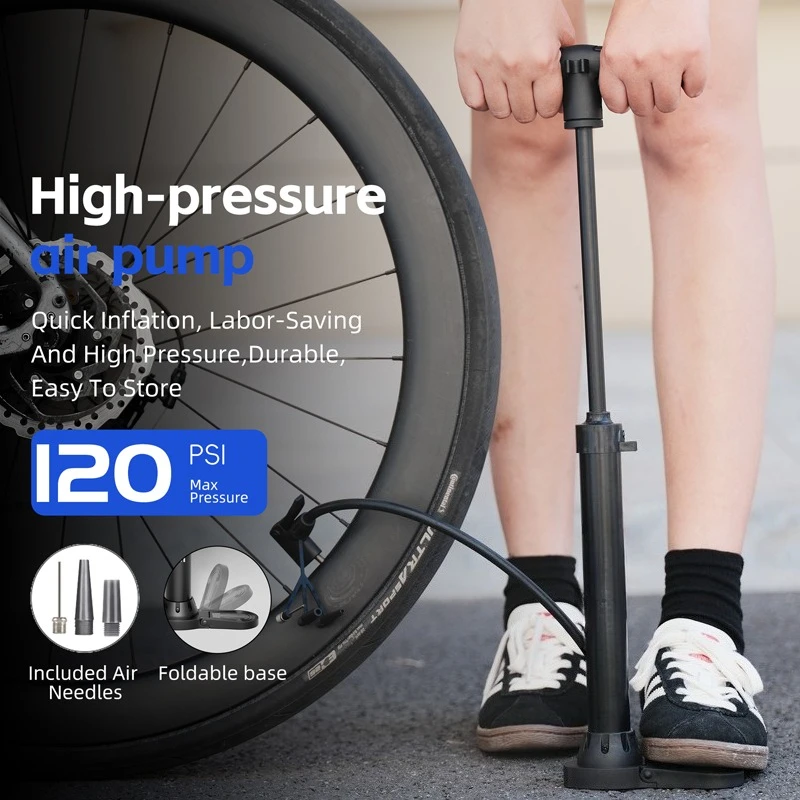 

High Pressure Bike Pump 120PSI Portable Steel Construction for Schrader Presta Woods Valve Road MTB Bicycle Bike Accessories