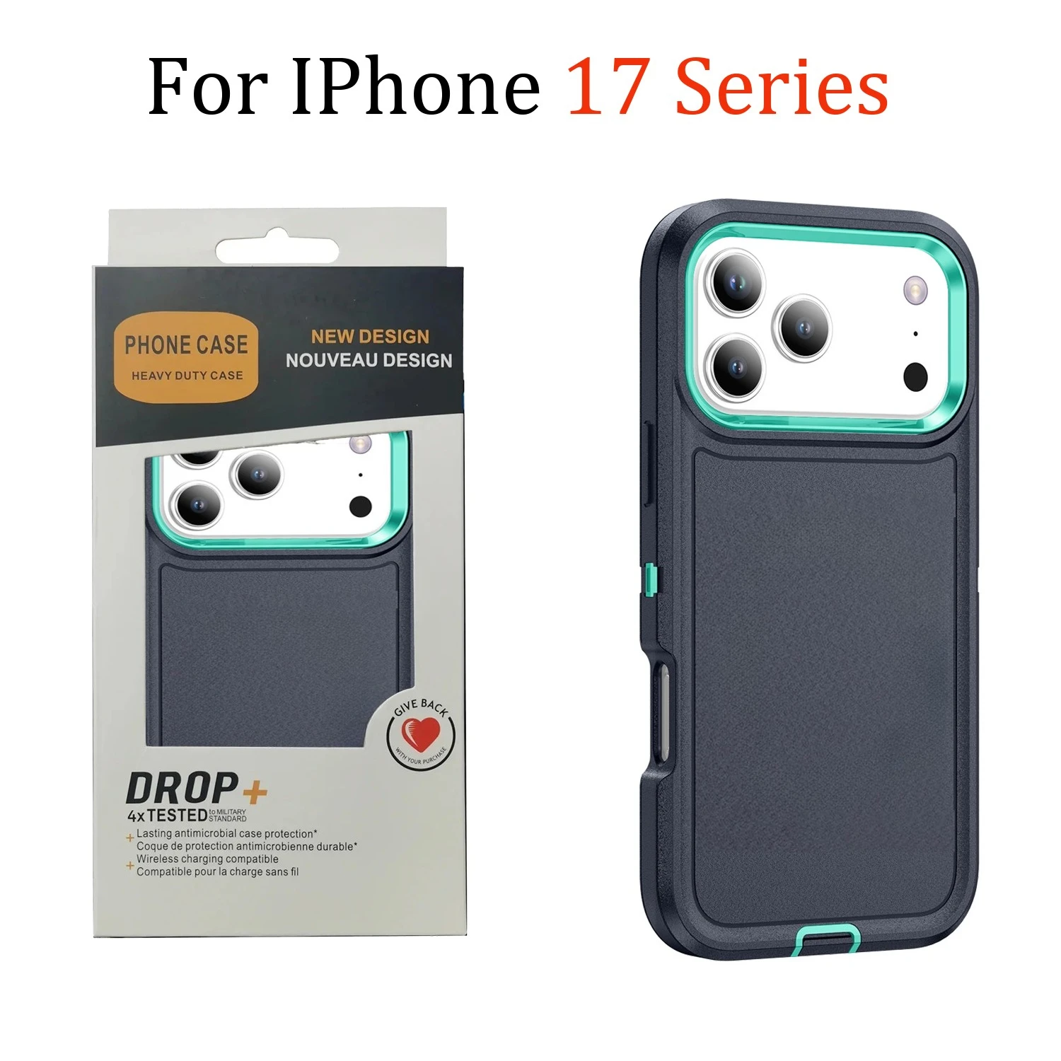 حافظة مدرعة عسكرية 3IN1 شديدة التحمل لهاتف آيفون 17 إير 16 15 14 بلس 13 12 برو ماكس 360 ° غطاء حماية صلب كامل مقاوم للصدمات #1