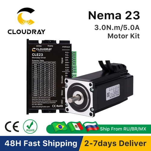 Imagen 1 del producto Motor paso a paso Cloudray Nema 23 con codificador 3.0N.m Controlador de motor paso a paso de circuito cerrado Servocontrolador fácil con cable libre de 1,5 m