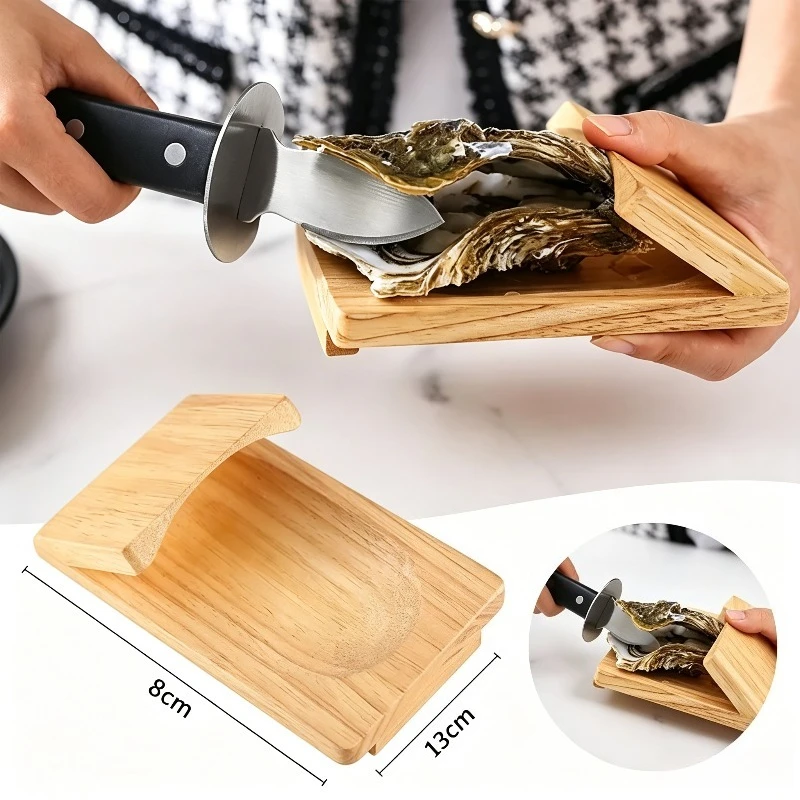 Herramienta para Abrir Mariscos de Madera, Herramienta para Abrir Ostras, Cortador de Conchas de Vieira de Acero Inoxidable para el Hogar, Cocina, Barbacoa, Camping