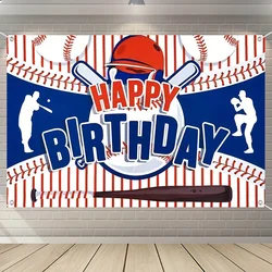 Baseball Happy Birthday Polyester Backdrop - Sports Theme Party Decoration for Home or Room - Perfect for Birthday Celebrations