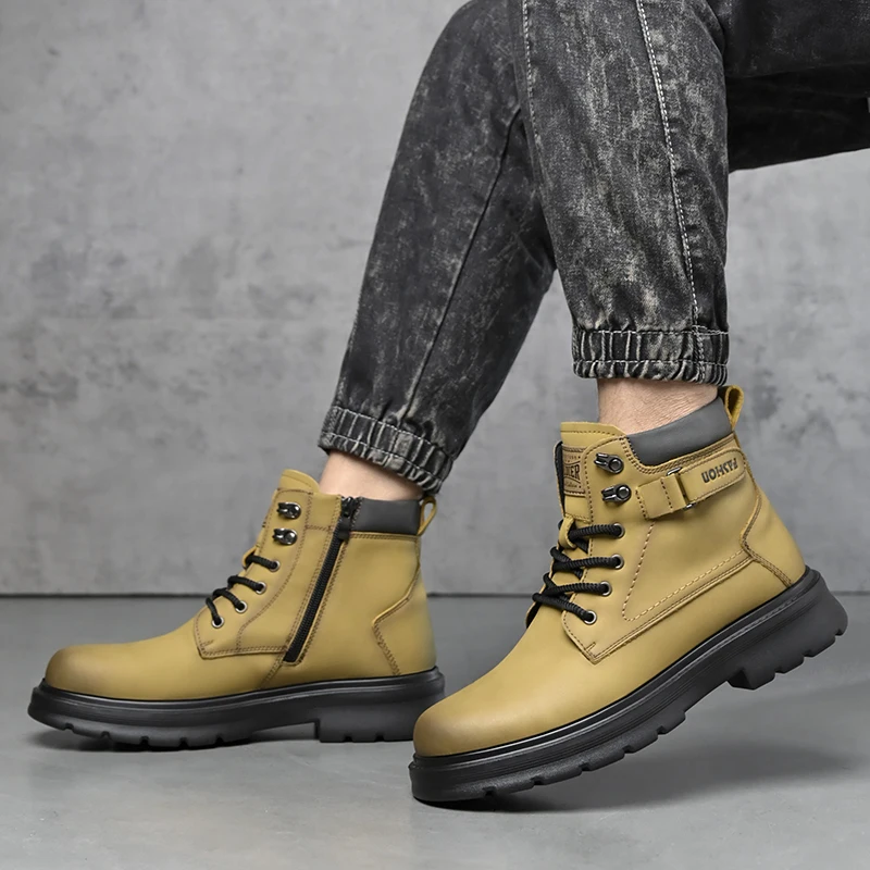 

Мужские уличные осенне-зимние ботинки. Модный дизайнерский стиль. Для работы и офиса. Деловые высококачественные уличные прогулочные туфли.