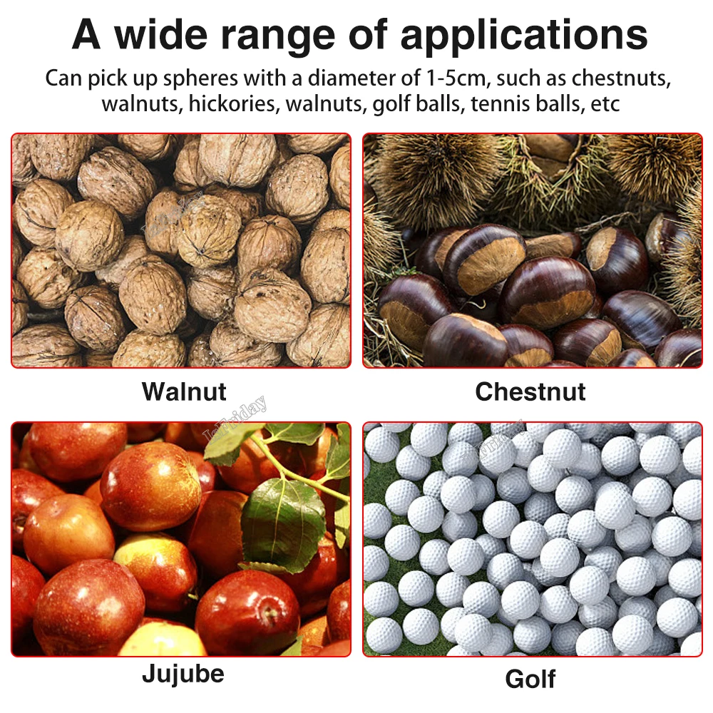 Alat pengambil biji buah dapat ditarik pengambil biji buah bola buah kenari kastanye pemanen rol taman Orchards alat pengambil