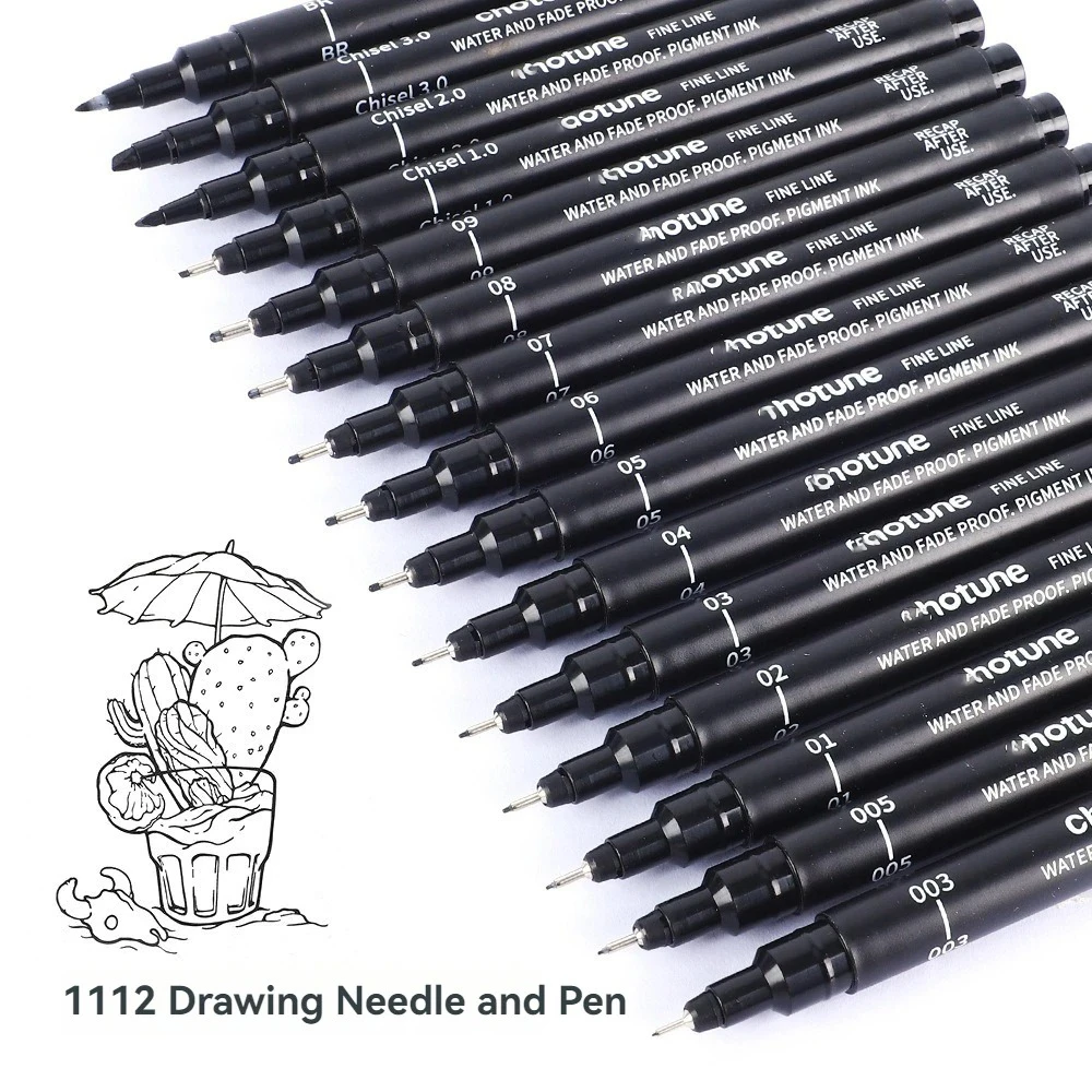 15/3 Size Fineliner Pens Black Micro Pigment Liner Pen Multiliner Drawing Pen for Artist Sketching Drawing Drafting Comic Design