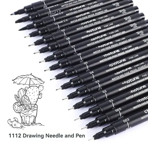 15/3 크기 Fineliner 펜 블랙 마이크로 안료 라이너 펜 아티스트 스케치 드로잉 제도 만화 디자인을위한 멀티 라이너 드로잉 펜