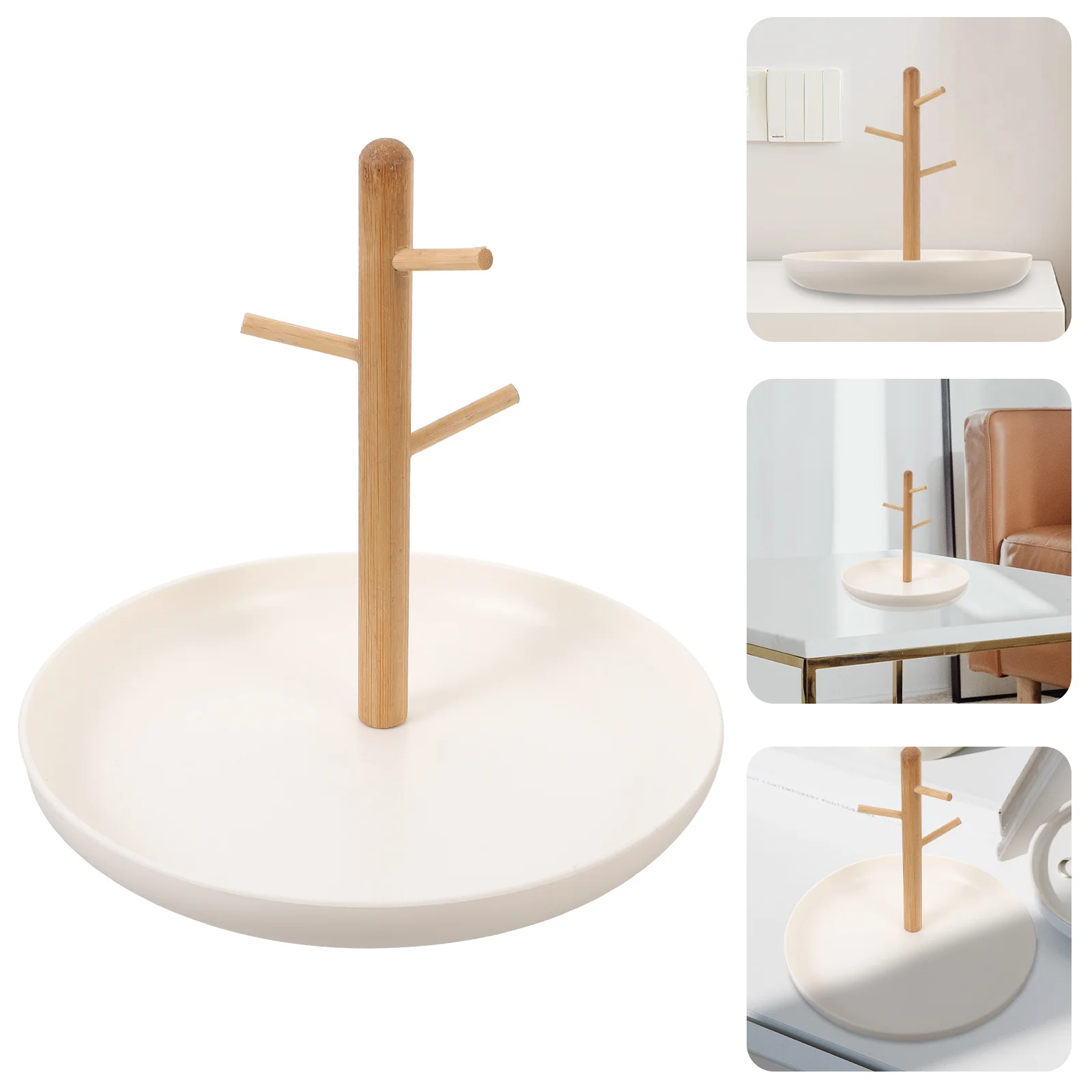 

Подставка для ювелирных изделий ABS, бамбуковый материал, изысканный дизайн, ожерелье, серьги, органайзер, декоративный лоток для ключей, лоток для ключей