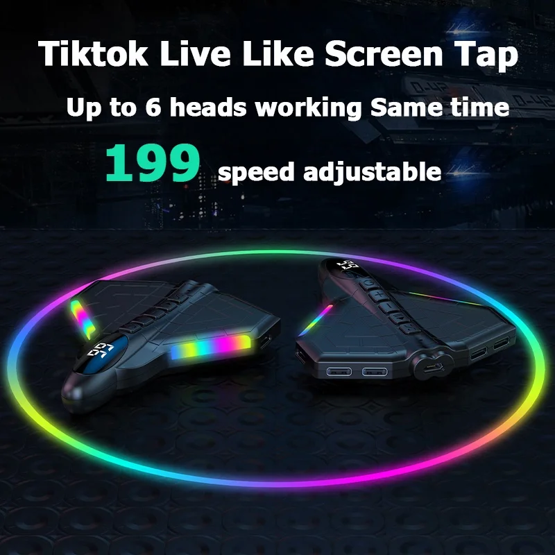 

199 level adjust Mute Screen Tap Tiktok like tap Live Stream Led Breathing lamp Auto-clicker Finger Click Game For ios android
