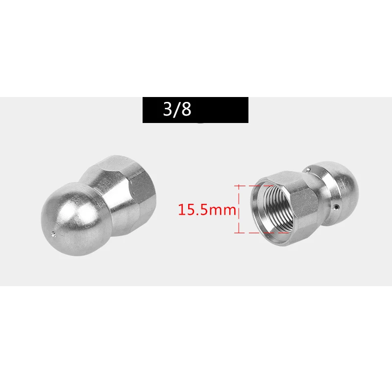 High Pressure Washer Stainless Steel G1/4 G3/8 And Accessory Bsp 1/4 G3/8 Inlet 3 nozzle Hose Metal Nozzle Rotating Sewer Nozzle