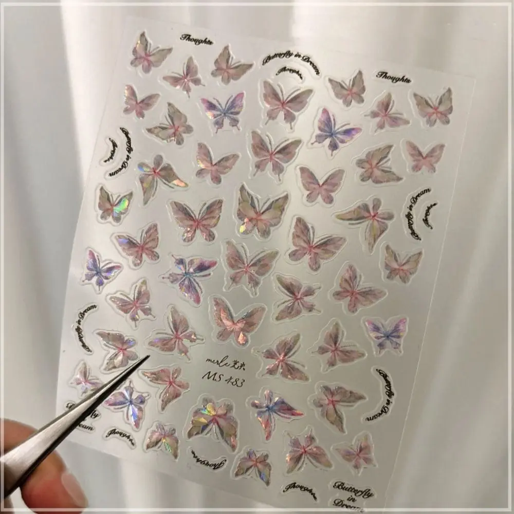 Waterdichte driedimensionale vlindernagelstickers Shell Glitter Shining Adhesive Slider Vlinders Nail Art Decoratie