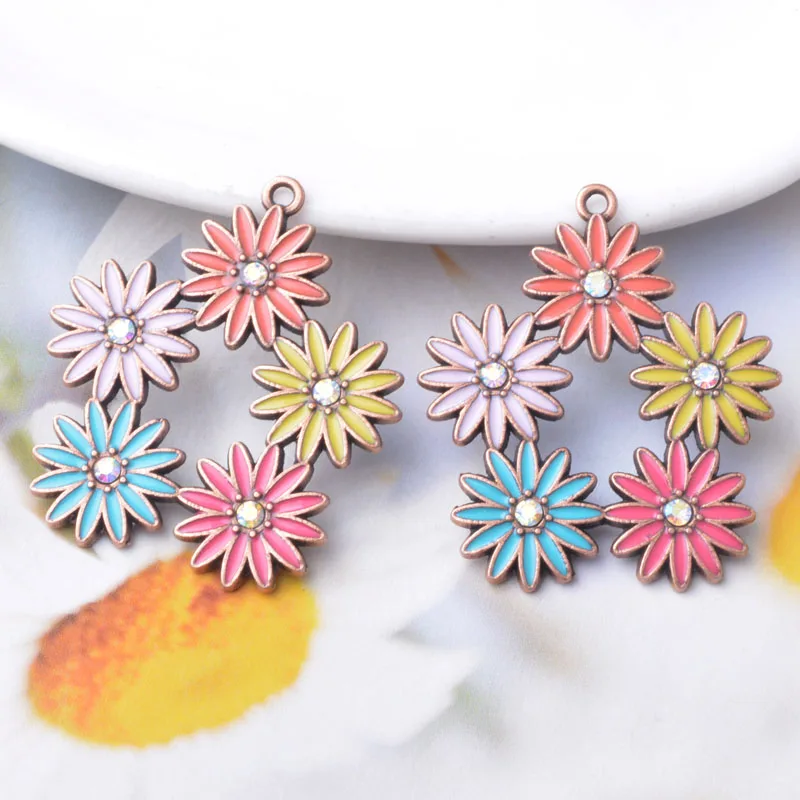 

10pcs Boho Flower Charms Metal Pendants DIY Making Earrings Women Jewelry