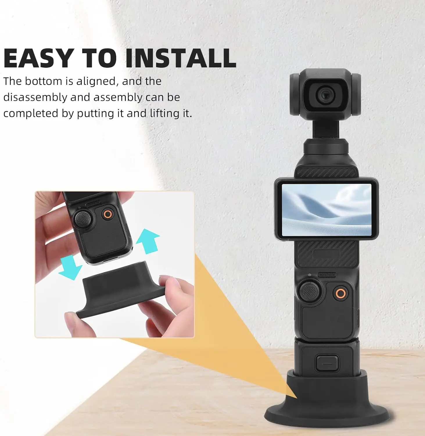 CoverJoy Desktop Mount for DJI Osmo Pocket 3 Non-Slip Base with Charging Opening Portable Stand Holder