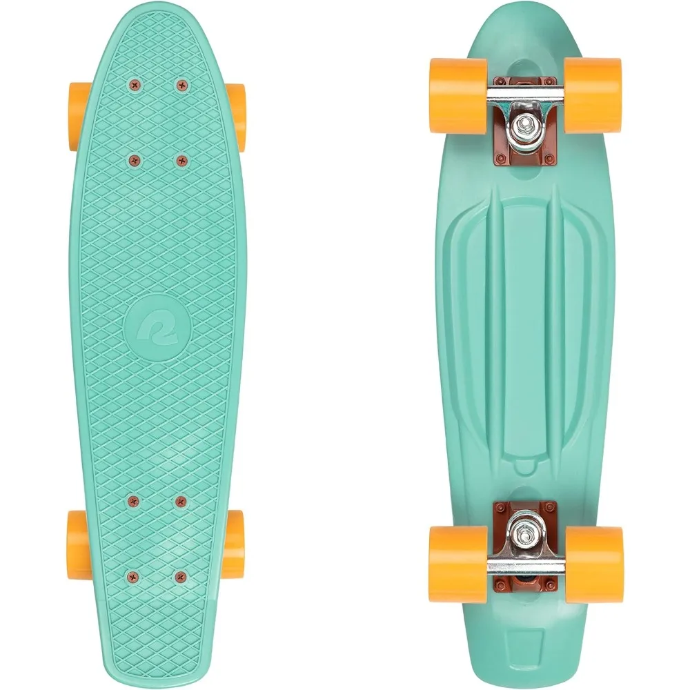 

Скейтборд Quip Mini Cruiser 22,5 дюйма, классический ретро пластиковый скейтборд Cruiser, полный скейтборд с подшипниками ABEC 7 и компактными колесами из полиуретана