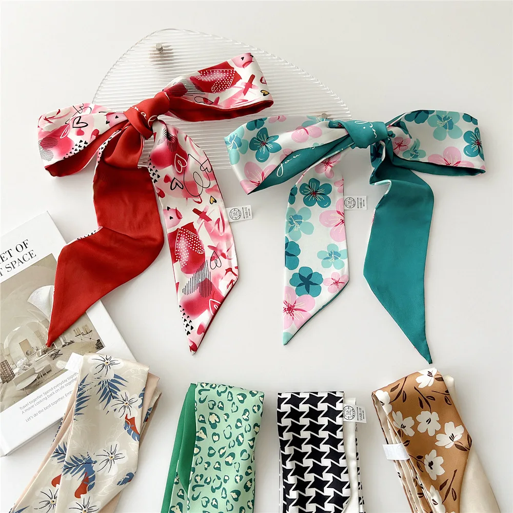 Women Spring Autumn Summer Fashion Long Ribbon Small Scarf Headband Versatile Hair Tie HairBand Decoration Professional Scarves