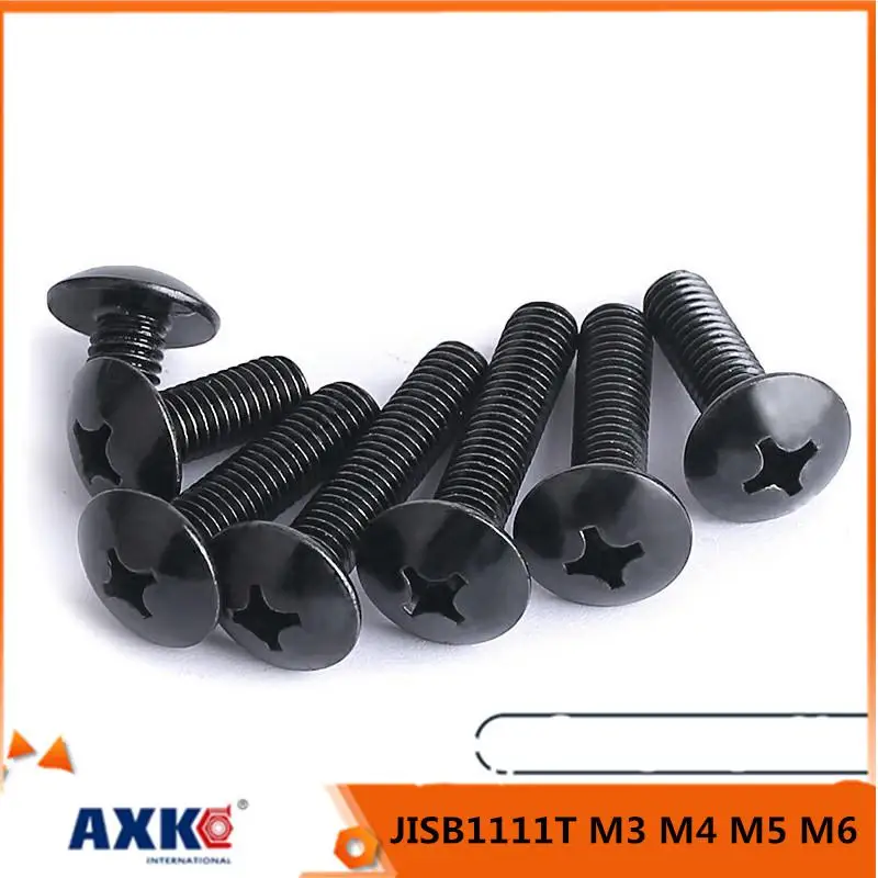 

5/50pcs JISB1111T M3 M4 M5 M6 Black 304 Stainless Steel Cross Recessed Phillips Truss Head Large Flat Round Head Screw Bolt