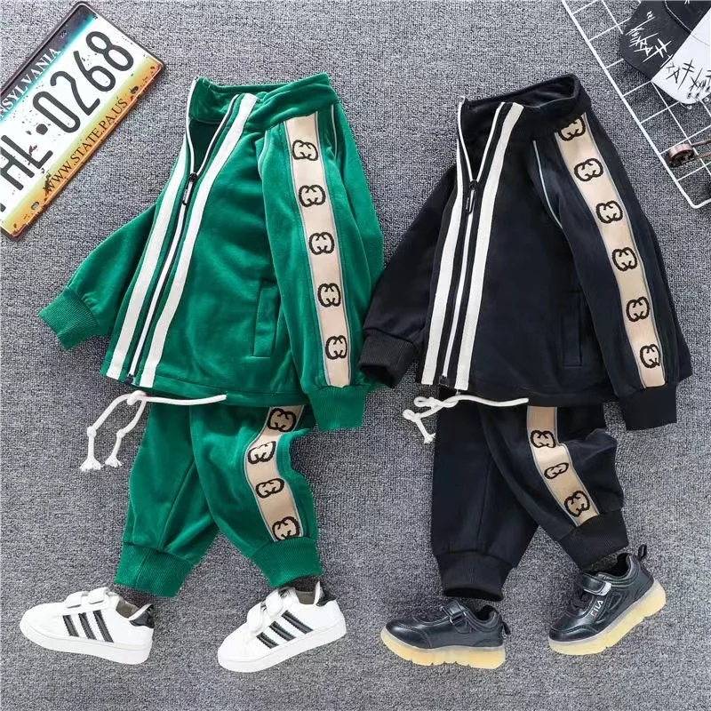 

2024 New Boys' Spring and Autumn Set Children's Explosive Street Sports Two piece Set Western Baby Clothes Trendy for Children