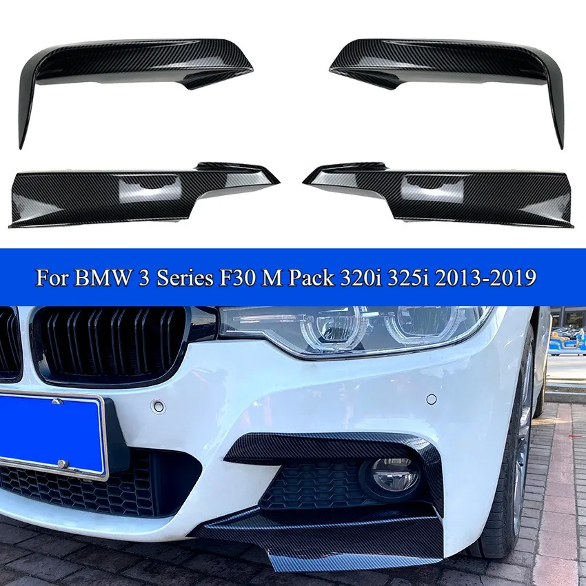 

1Pair Black/Carbon Fiber Front Bumpe Glossy Fog Lamp Eyebrow Frame Cover Grille For BMW 3 Series F30 M Pack 320i 325i 2013-2019