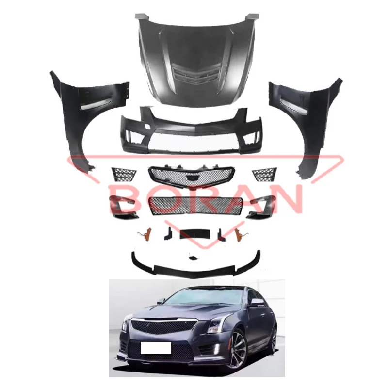 upgrade to -V model include bumper assembly with grille and front lip hood fender Body kit for Cadillac ATS 2014-2019