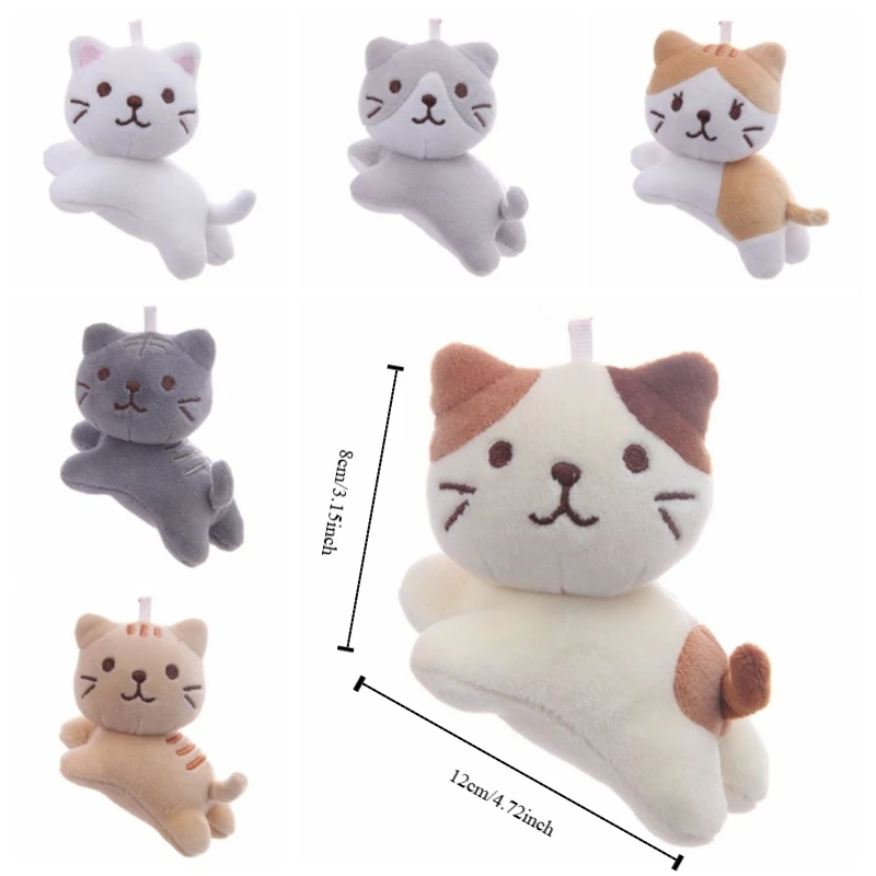 Boucle de clé chat mignon pendentif en peluche Style coréen en peluche tête tordue chaton porte-clés sac à dos breloques dessin animé poupée pendentif