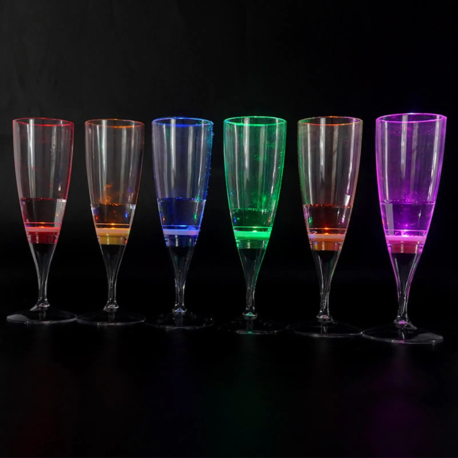 6Pcs Champagne Goblets LED Light up Plastic 150ml Unbreakable Cocktail Cup Drinkware for Weddings Bar Anniversary Birthday Party