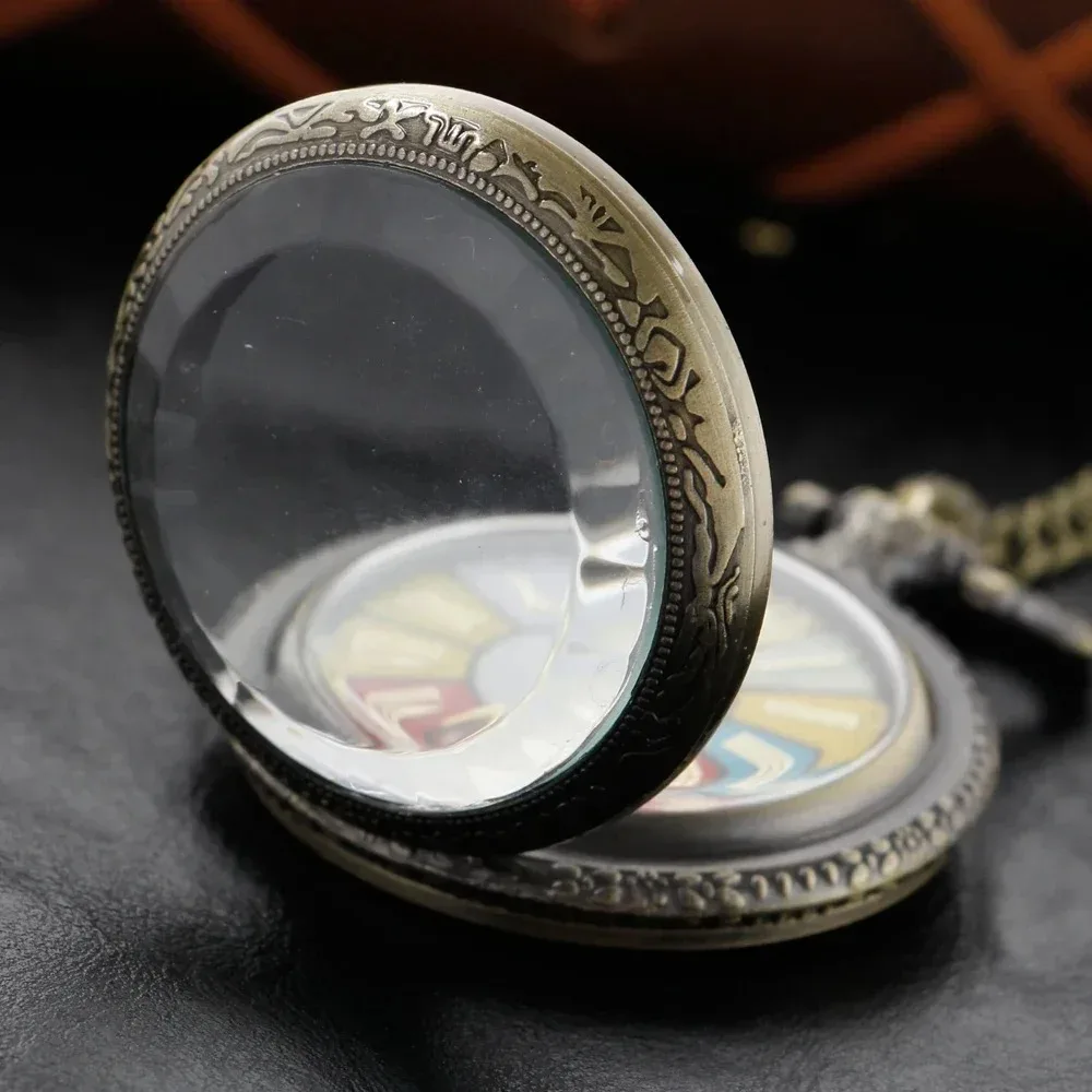 絶妙なカラフルなストライプスケールクォーツ懐中時計スチームパンク懐中時計男性と女性のネックレスペンダントチェーンギフト付き