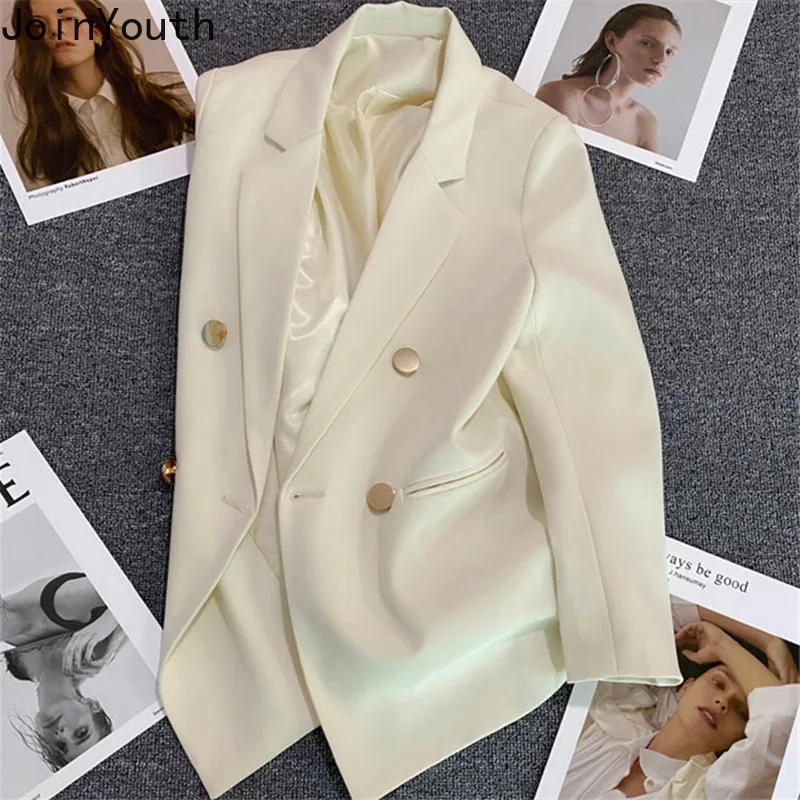 Temperament Blazer Jacken für Frauen koreanische Vintage übergroße Outwear 2024 Ropa Mujer zweireihige lässige schicke Mäntel Tops